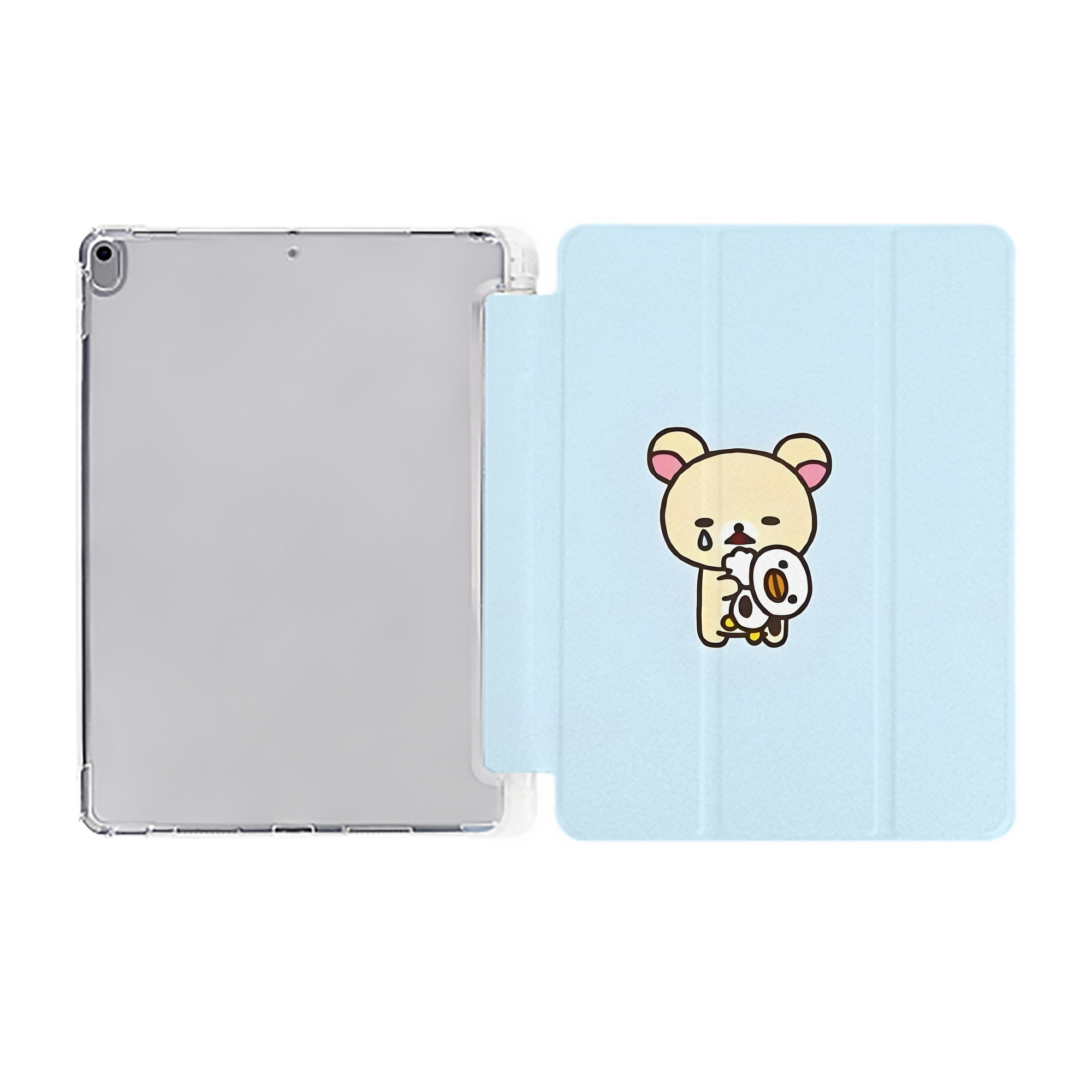 （画像用） リラックマ リラックマ キイロイトリ Rilakkuma Korilakkuma Kiiroitori IPad ケース ペン収納付き 三つ折りスタンド PUレザー×シリコン 対応機種9.5/10.5/10.9インチ